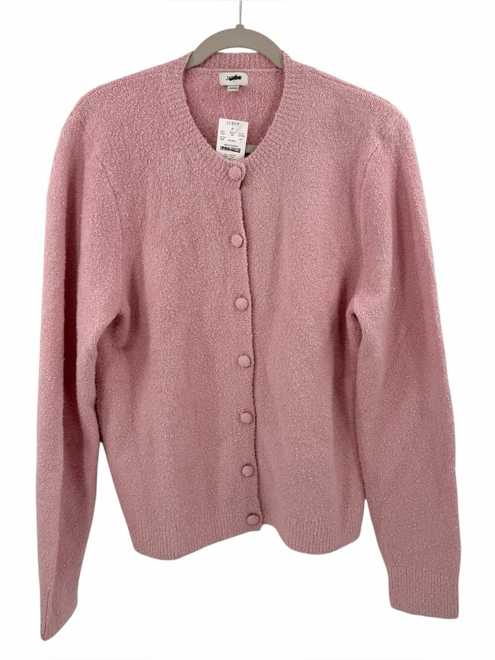 J Crew Cotton-blend bouclé cardigan sweater Size L